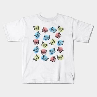 Butterfly Pattern - Black Coloured Witch Red Blue And Yellow Backround Kids T-Shirt